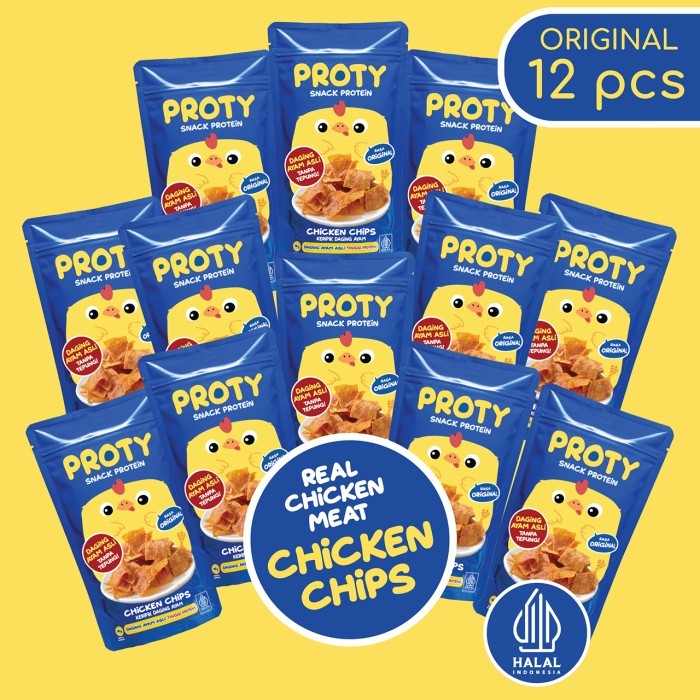 

BARANG TERLARIS PROTY Original (Bundle 12) Snack Keluarga Tinggi Protein Chicken Chips