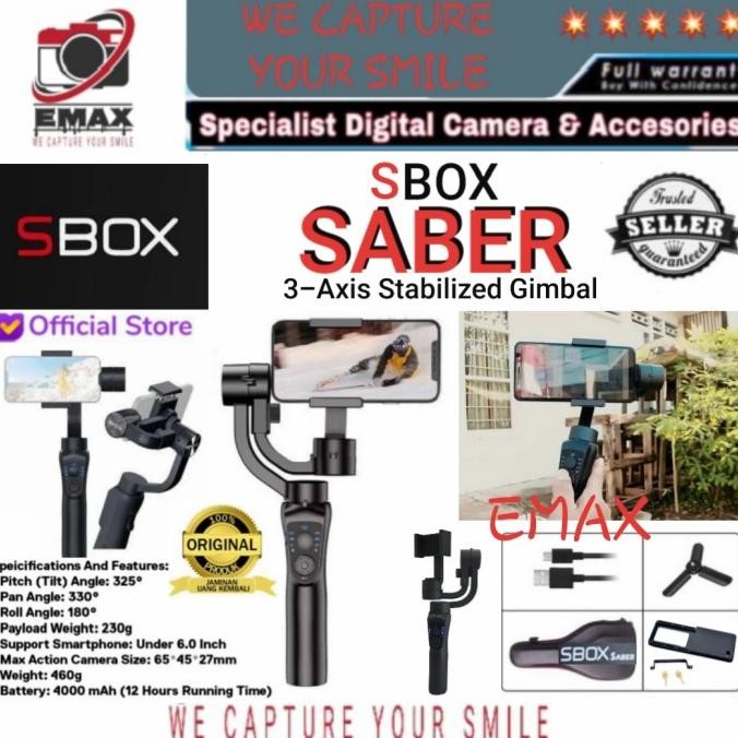 Sbox Saber Gimbal Stabilizer Smartphone Actioncam Free Plate / Tripod New Stok