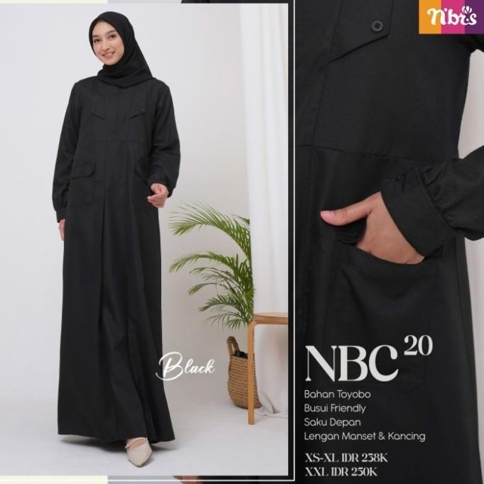 Sale Now Gamis Nibras Warna Hitam Polos Nbc 20 Bahan Katun Toyobo Busui Branded Original