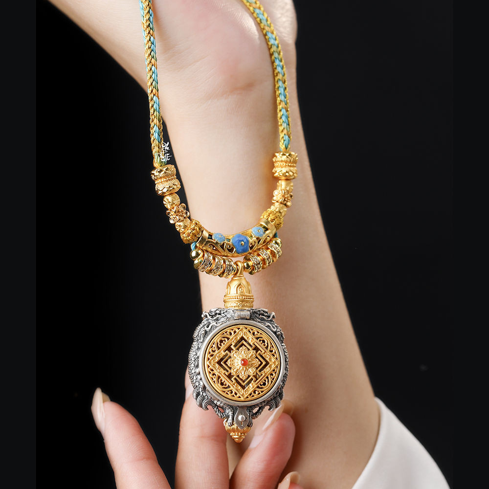 Kalung liontin kuning perak murni 999 untuk pria dan wanita