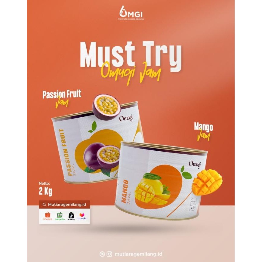 

OMUGI FRUIT JAM SELAI BUAH ASLI IMPORT (40% DAGING BUAH ASLI ) 2 KG MUTIARA GEMILANG INDONESIA ( MGI )