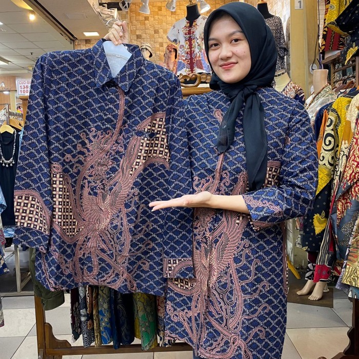 Batik Couple / Batik Wanita/Batik Tunik/Batik Pria/ Batik Garuda Navy