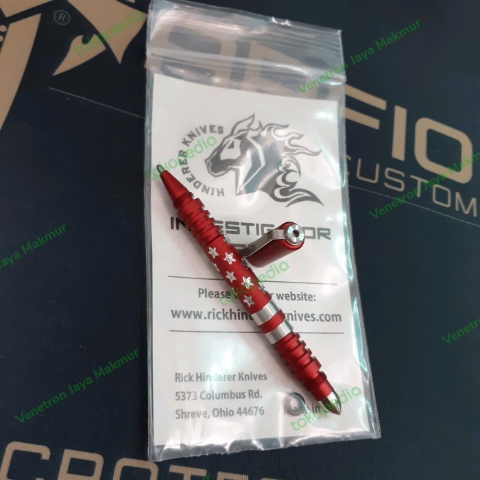 

HINDERER INVESTIGATOR PEN - RED ANODIZED ALUMINUM - STARS & STRIPES