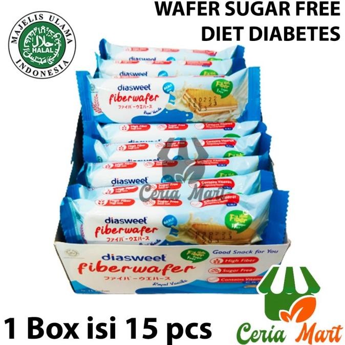 

New Sale Wafer Sugar Free Diet Diabetes Fiber Wafer Vanilla Box Isi 15 Diasweet Pengiriman Cepat