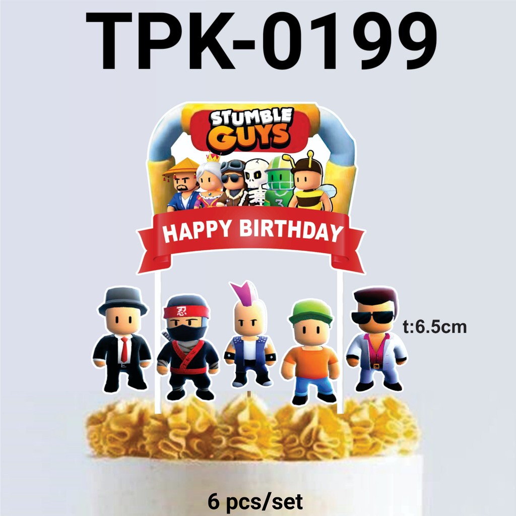 TPK-0199 Topper kertas hiasan kue cake stumble guys stambel guy (TPK)