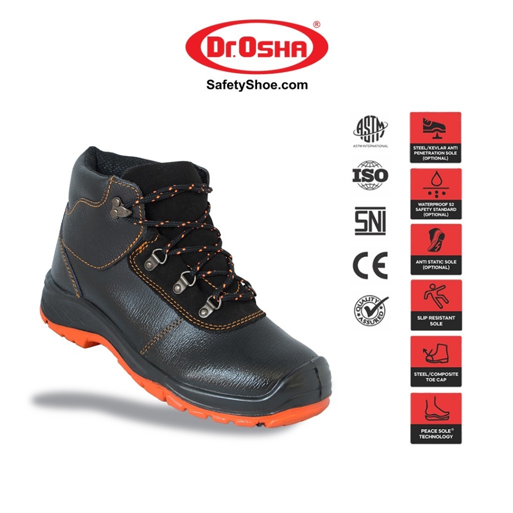 Dr OSHA Master 9208 S1 Safety Shoes Ankle Boot - Black