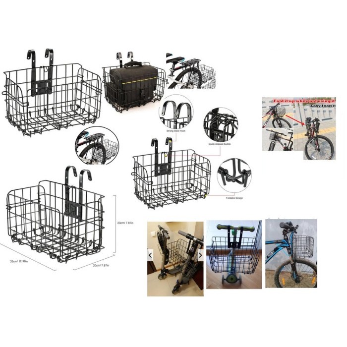 KERANJANG SEPEDA LIPAT FOLDABLE BICYCLE RACK DEPAN BELAKANG MTB KODE 38