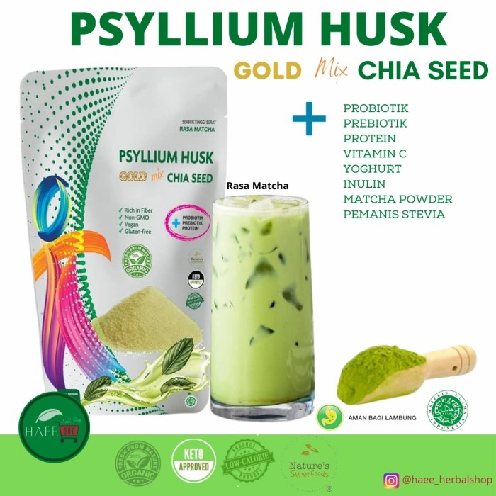 

PSYLLIUM HUSK GOLD MIX CHIA SEED RASA MATCHA @250GR