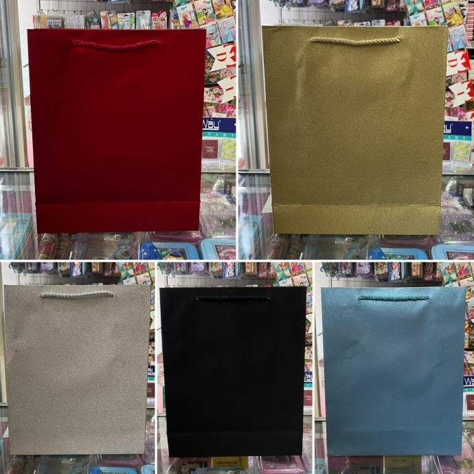 

*****] Paper Bag Glitter Medium, goodie Bag, Kantong Kado Kertas