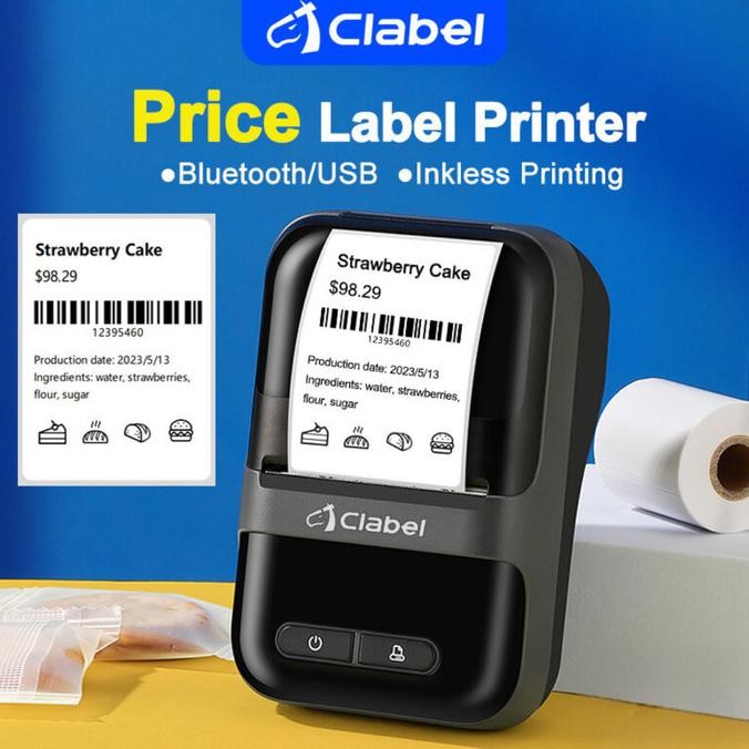Clabel 220B Label Printer Mini Portable Bluetooth Mesin Label Printer Premium