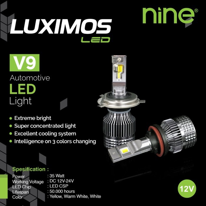 Lampu Led 3 Warna Luminos X9 V9 H7 Super Terang