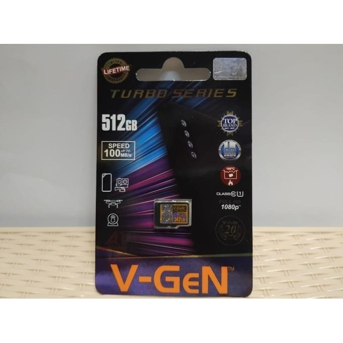 MicroSD V-GeN Turbo 512GB Class 10 Memory Card Micro SD VGEN - 512gb
