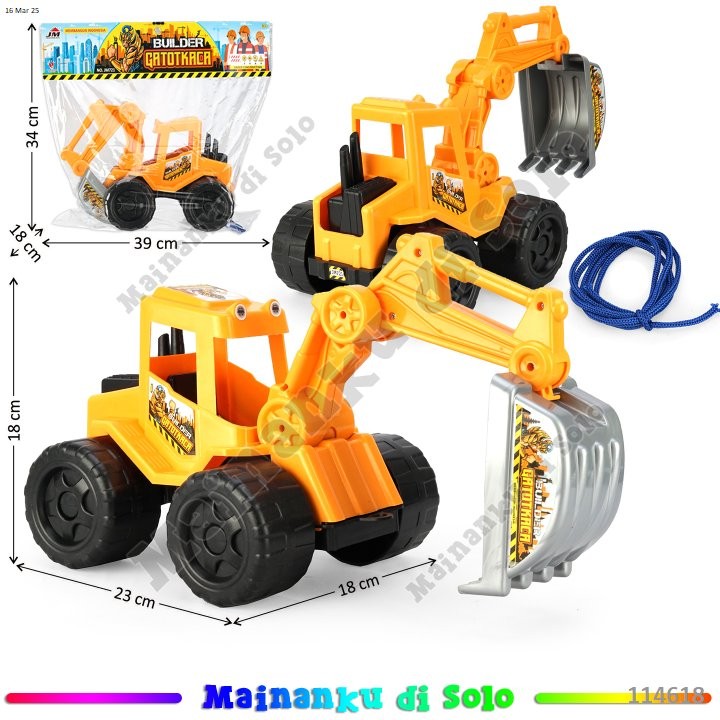[Mainanku] Mainan Truk Excavator Roda Ban F/W + Tali Penarik Bulider Gatotkaca