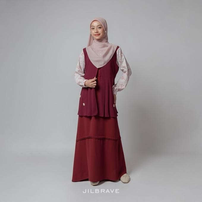 BEST SELLER JILBRAVE SADIRA DRESS GAMIS LEBARAN FEMININE ELEGANT MOTIF BUNGA