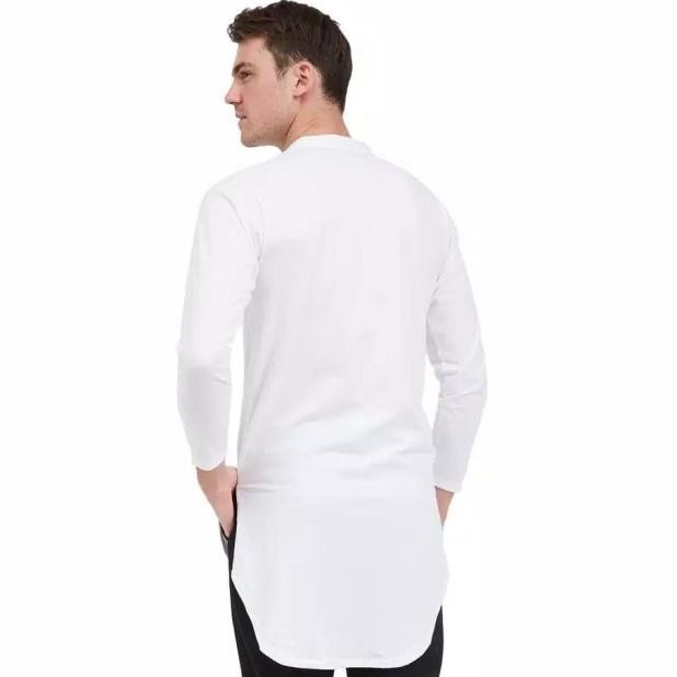 GAMIS BAJU KOKO PRIA BAHAN KAOS SIZE JUMBO M XXL 3XL WARNA PUTIH POLOS Terlaris