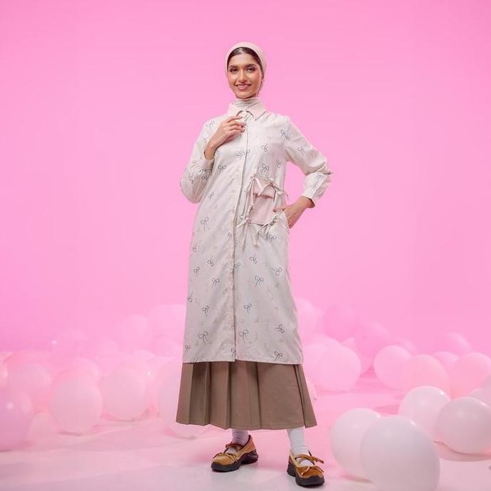 Best Seller Zm Zaskia Mecca Dalena Gamis Midi Dress - Aksara Nusantara - Aksara Dayak Original