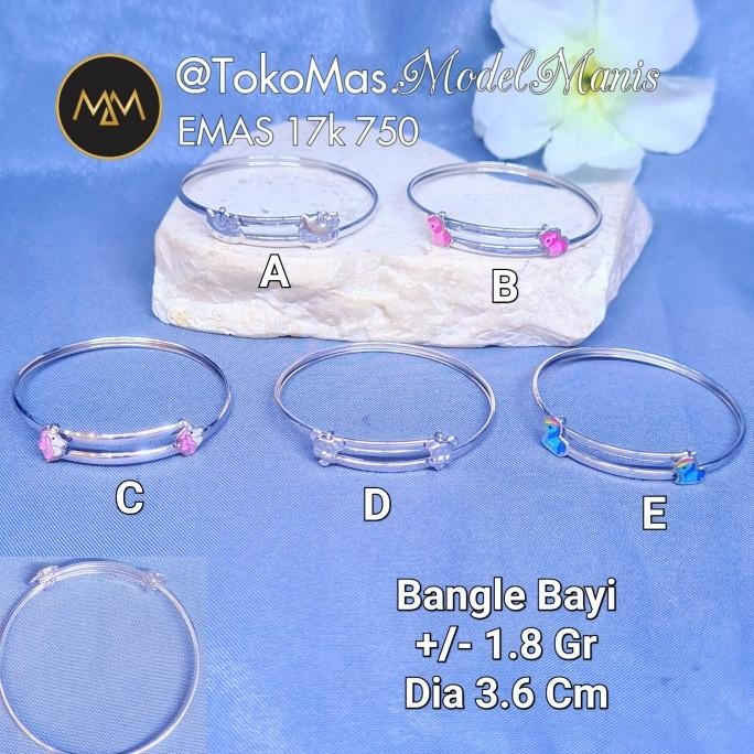 Gelang Bayi Karakter Emas Putih 750 kadar 17k