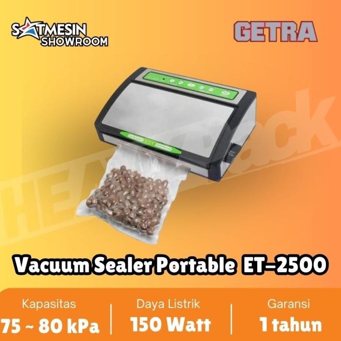 PROMO GETRA MESIN VAKUM MAKANAN MESIN VAKUM SEALER PLASTIK ET-2500