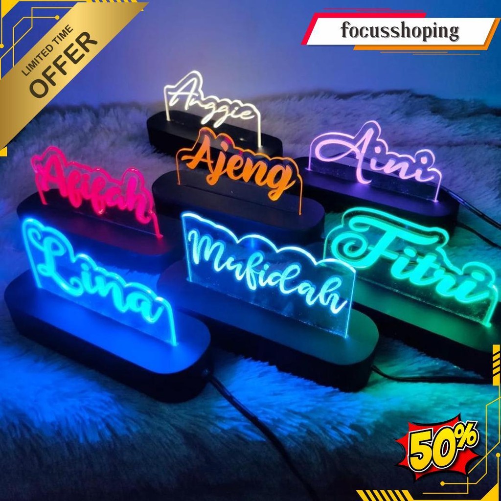 10X5 Cm Free Box Lampu Akrilik Lampu Tidur Lampu Ulang Tahun Hbd Lampu Wisuda Lampu Nama Outline Ori