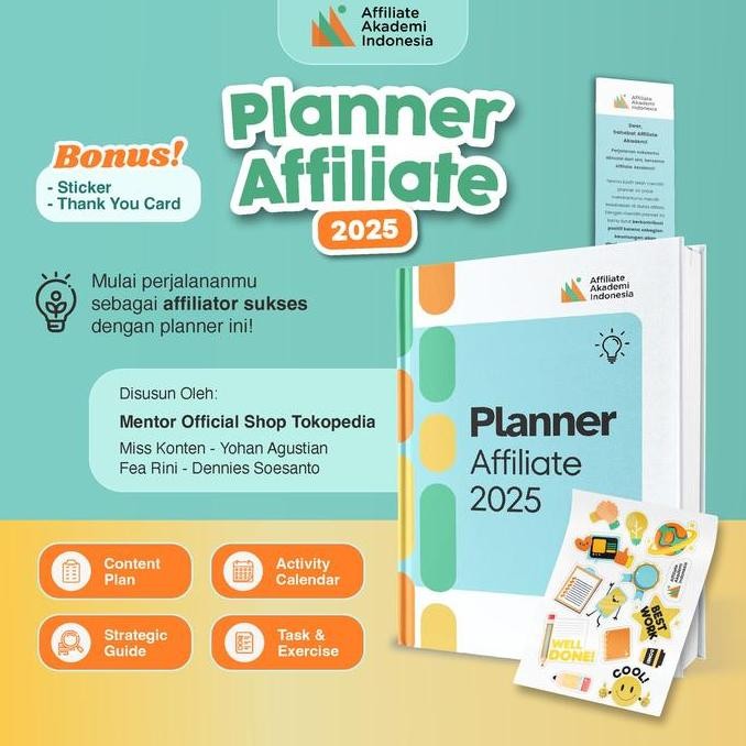 

Planner Book Buku Journal Jurnal Resolusi Agenda 2025 Affiliator by Fea Rini, Miss Konten, Koh Dennies dan Yohan Agustian Affiliate Akademi