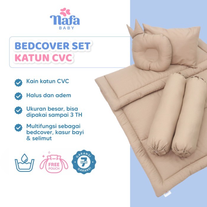 Bedcover bayi set bantal guling Motif Polos