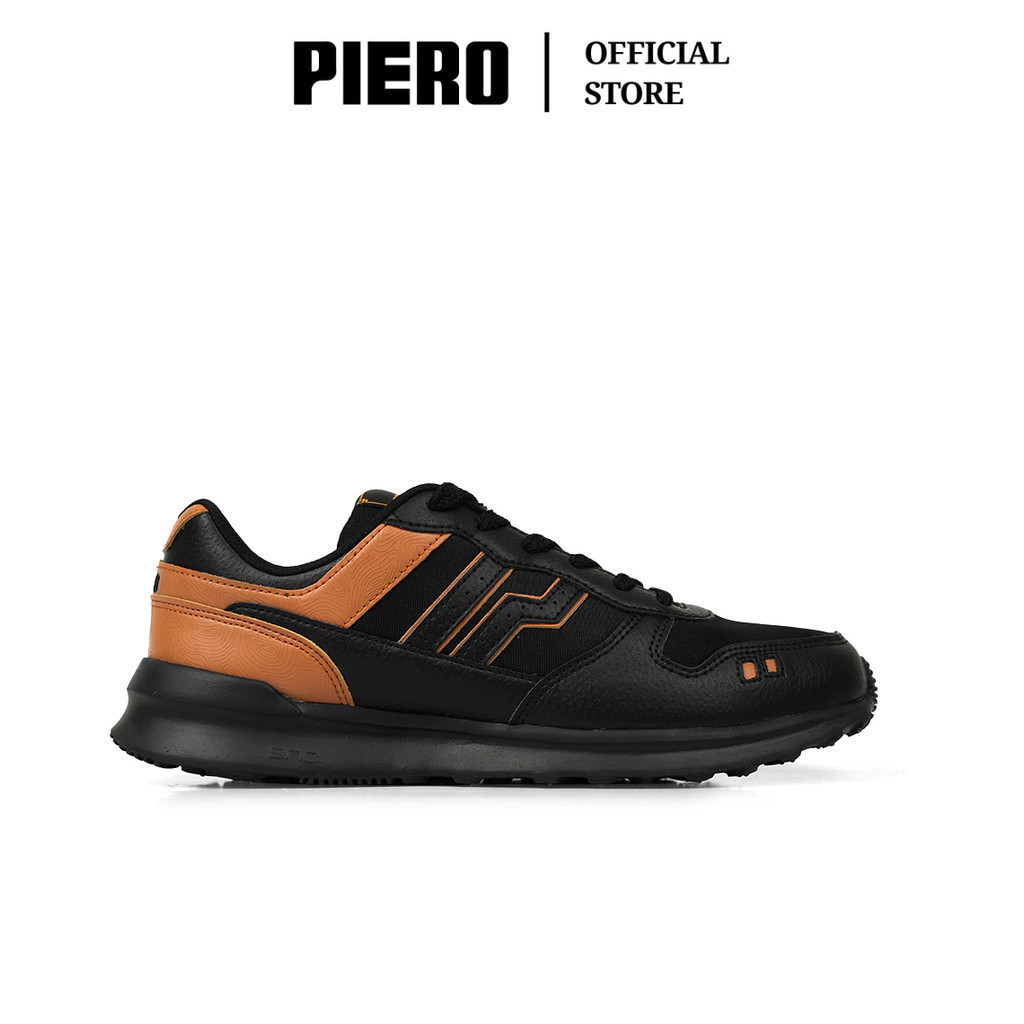 PIERO SEPATU SNEAKERS PRIA JOGGER CNY BLACK BROWN DARK GREY PIE1000120
