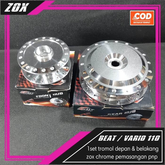 TROMOL CHROME 1SET DEPAN & BELAKANG BEAT KARBU BEAT F1 SCOOPY F1 BEAT STREET VARIO 110