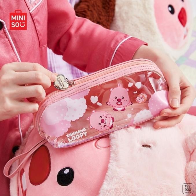 Sale Miniso X Zanmang Loopy Collection Tas Kosmetik Dengan Pegangan Desain Transparan Cosmetic Bag T