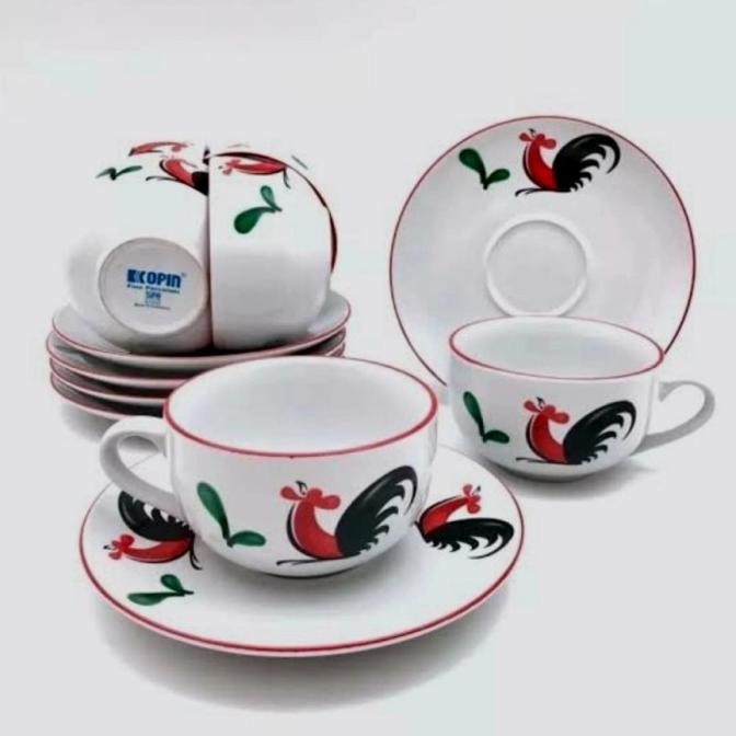 

READY 1 SET 6 PCS CANGKIR AYAM JAGO 220 ML/CANGKIR KOPI KERAMIK