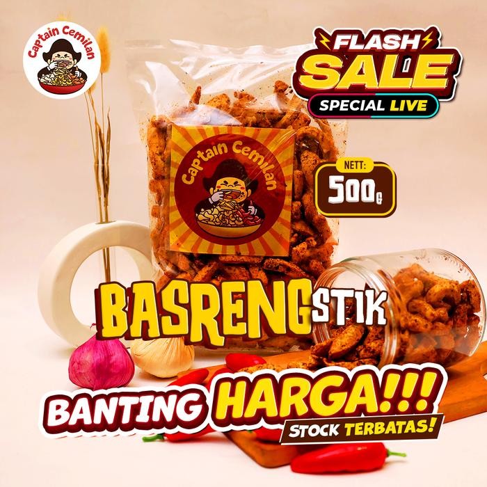 

BIG SALE 500gr - Basreng PEDAS DAUN JERUK Captain cemilan Bandung food Snacks Makanan Chips Snack