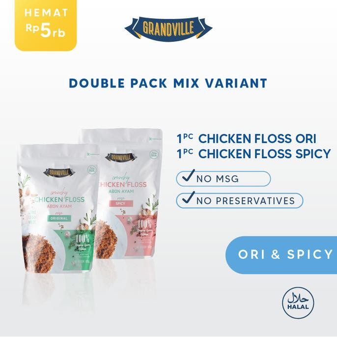 

READY [PREMIUM] GRANDVILLE ABON AYAM CRUNCHY DOUBLE PACK MIX VARIANT