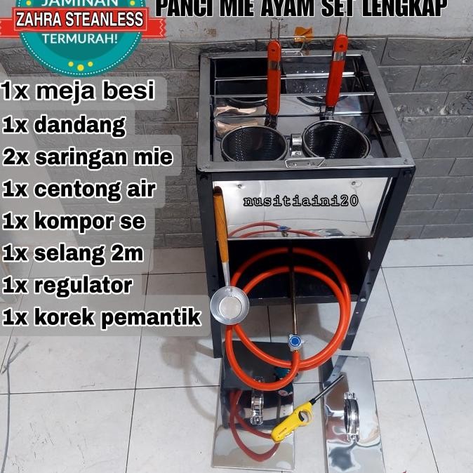 

READY DANDANG MIE AYAM 2 LUBANG SET MEJA BESI/ DANDANG MIE KOCOK