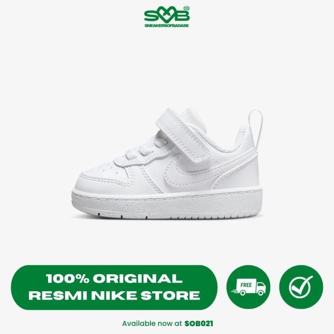 TERBARU - Sepatu Sneakers Nike Toddler Court Borough Low White - DV5458-106