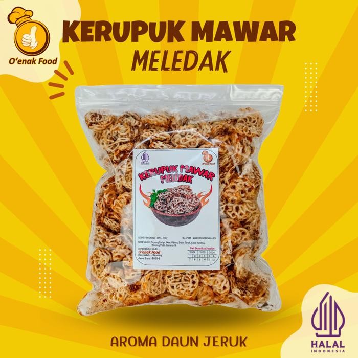 

TERBARU 250 Gram Snack Pedas Kerupuk Mawar Rafael Meledak O'enak Food Daun Jeruk Kering