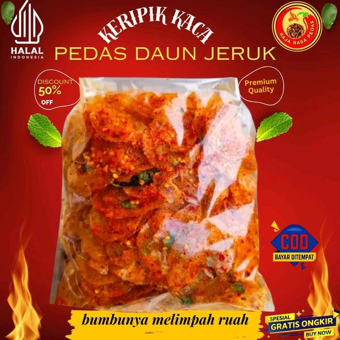 

BERGARANSI Promo Keripik Kaca Pedas Daun Jeruk Raja Rasa Pedas Makanan Ringan kripca Cemilan Viral