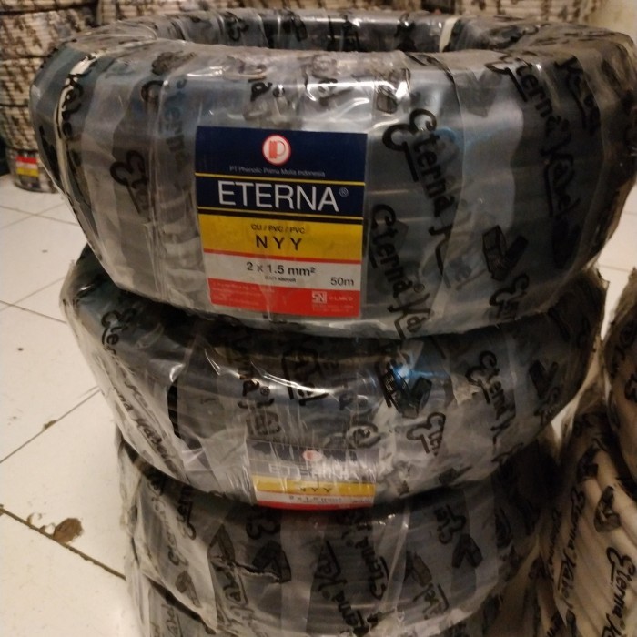 Kabel Eterna NYY 2x1.5 50meter hitam kawat