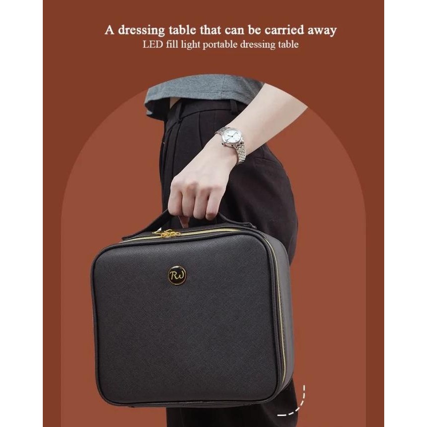 Terlaris Mirror Makeup Pouch / Tas Make Up Kosmetik Lampu Led / Tas Led Makeup Artist / Tas Kosmetik