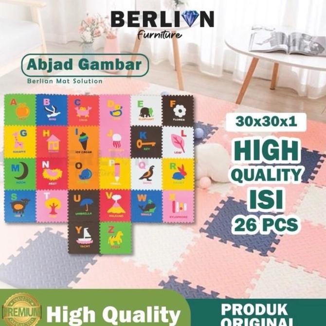 Terlaris Evamat Matras Puzzle Abjad Jumbo Gambar Uk 30X30 Cm Tbl 1 Cm Isi 26 Pcs / Alas Bermain Anak