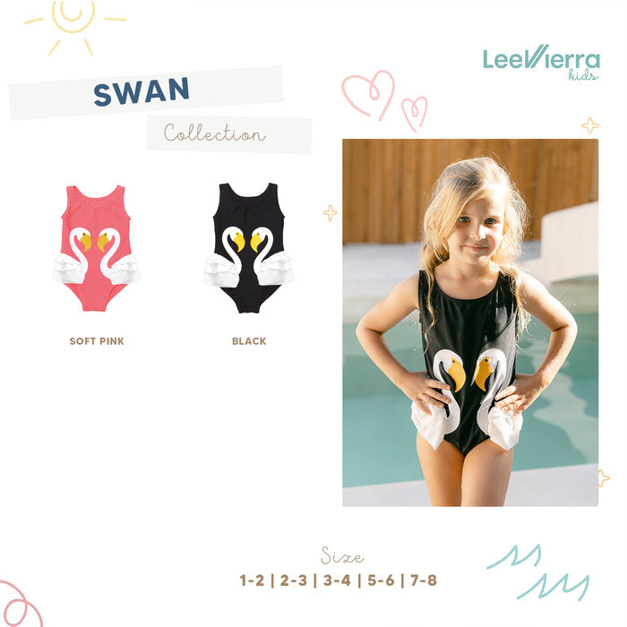 Lee Vierra Swan Leotard Swimsuit, Baju Renang Anak