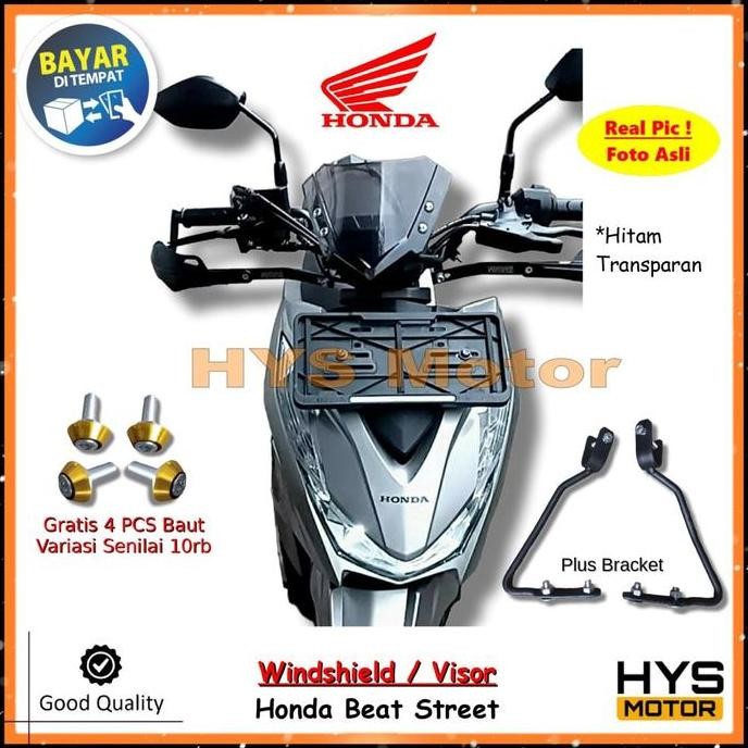 Kaca Depan Variasi HONDA Beat Street - Visor Windshield Winsil Motor Plus Bracket Bonus Baut Siap Ki