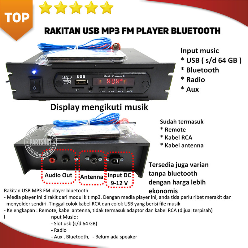 Rakitan USB MP3 FM player bluetooth