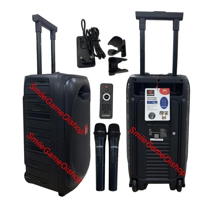 Speaker Asatron Planet 12" Speaker Portable Party 12 Inchi Dapat 2 Mic New Stok
