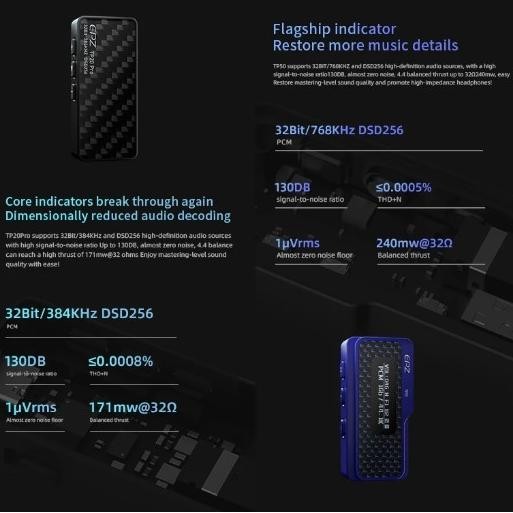 Epz Tp20 Pro Dac Amplifier Cs43131X2 Dac Chip Earphone Adapter New Stok