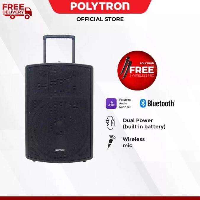 Polytron Paspro 15F3 Speaker Portable Pas Pro15F3 15Inc Free 2 Mic New Stok