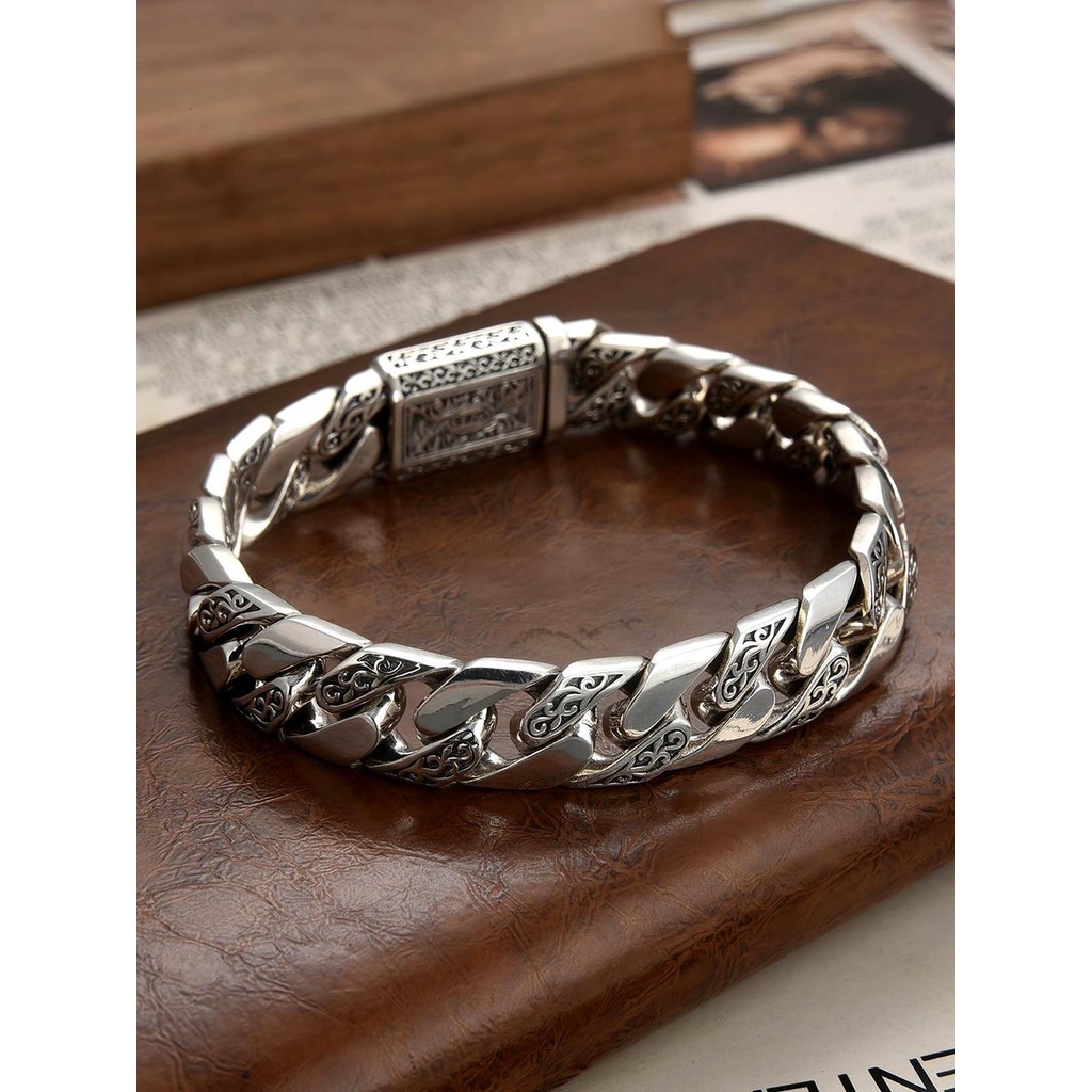 Gelang Rotan Abadi Seiko Kelas Tinggi S925Gelang Kustom Perak Sterling Pria, Rantai Tangan Retro Gay