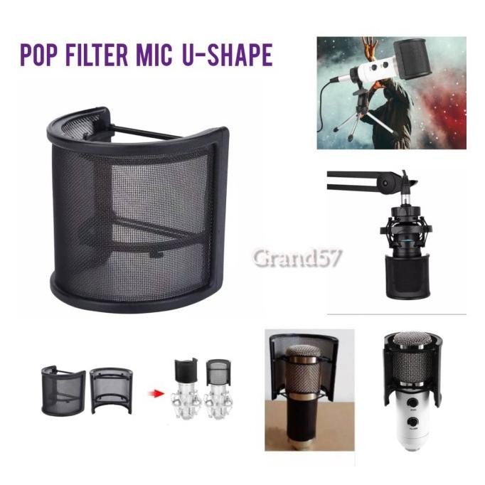 Terlaris pop filter mic recording pop shield mic cover filter mic condenser u SALE