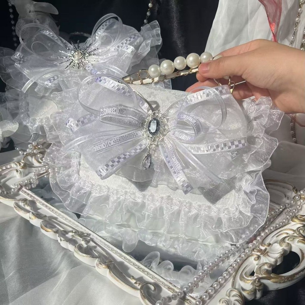 Tas Lolita Perak Putih Elegan Tas Tangan Crossbody