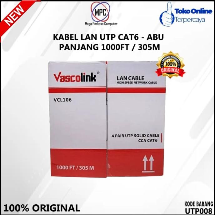 CO Kabel LAN UTP CAT 6 CAT6 Vascolink 1 Dus 305M Original