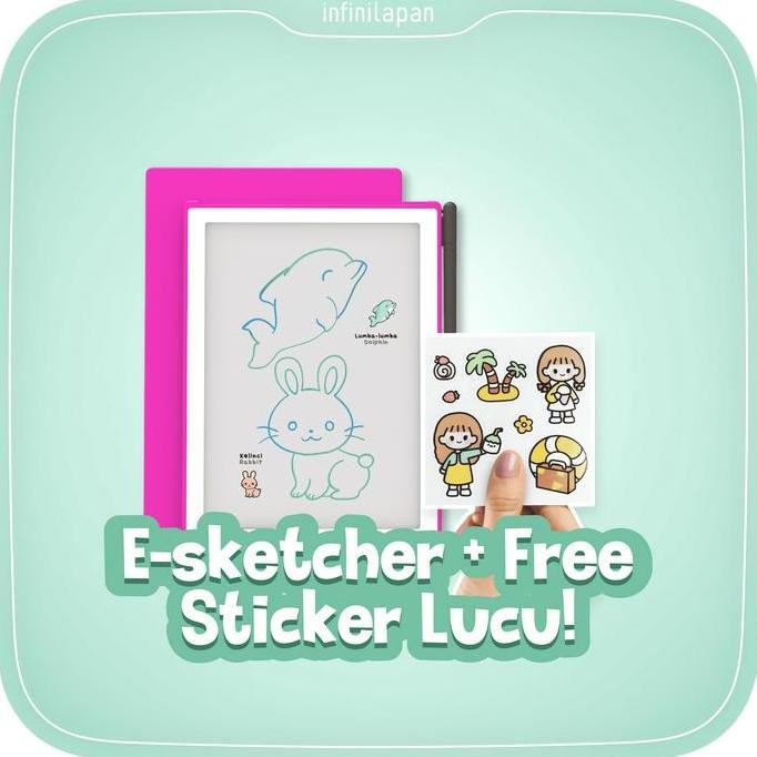 E-Sketcher Papan Gambar Cerdas + Kartu Panduan Menggambar | Drawing Writing Tablet 8.5 Inch Mainan P