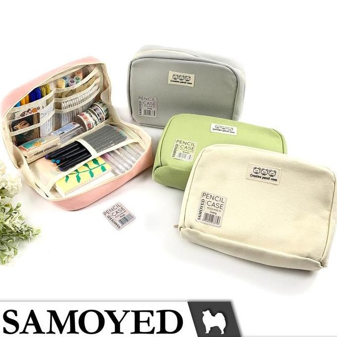 

diskon! tempat / kotak pensil / alat tulis / kosmetik / dompet kain kanvas / stationery / pencil / pen / cosmetic / travel case / box / pouch / organizer canvas samoyed pccs-w35